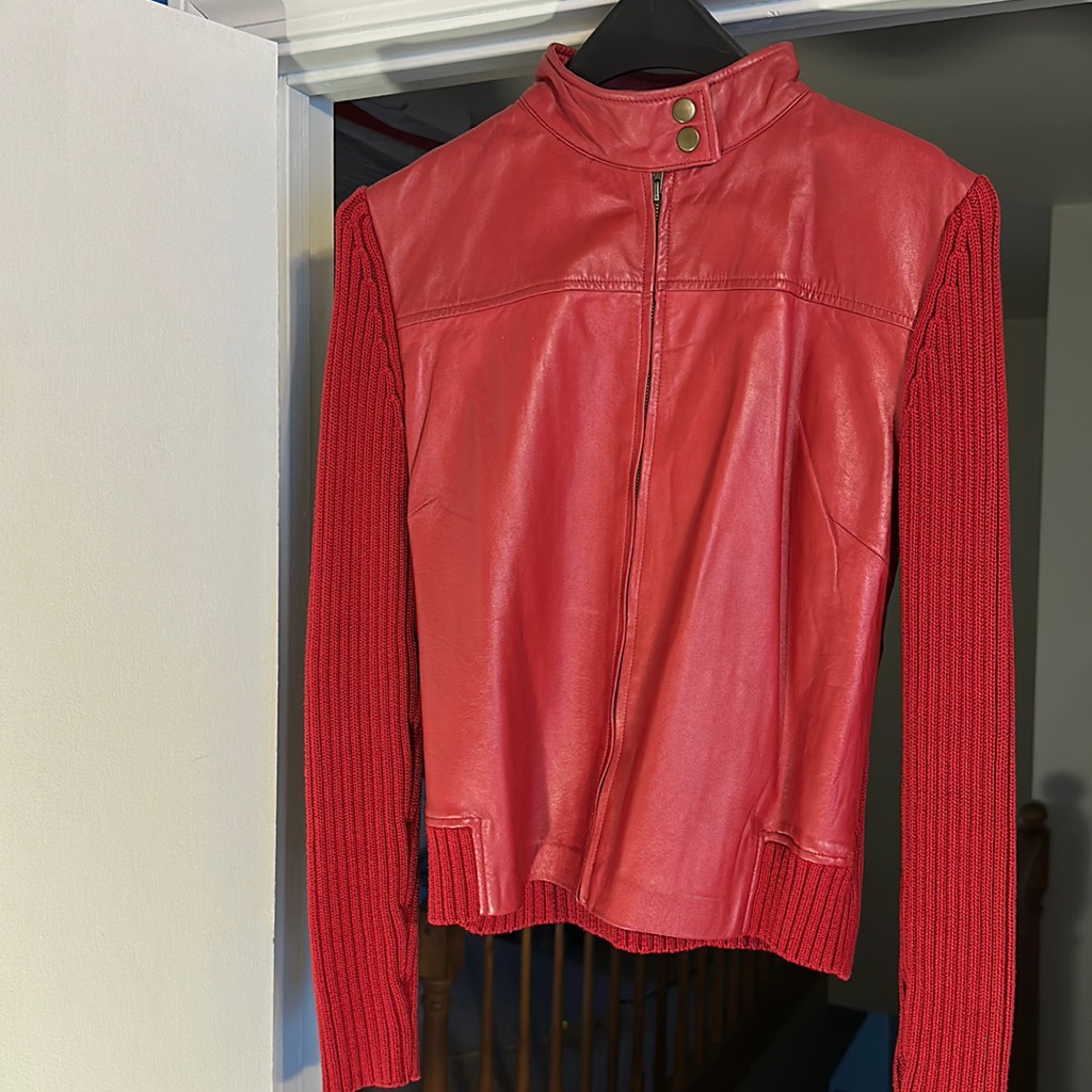 LeatherSweater Jacket By Maurice Sassoon